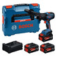 Pildil on Bosch akulööktrell EXSB18V-150, mis on varustatud kahe 8,0 Ah ja ühe 5,5 Ah akuga ning laadija ja hoiukohvriga.